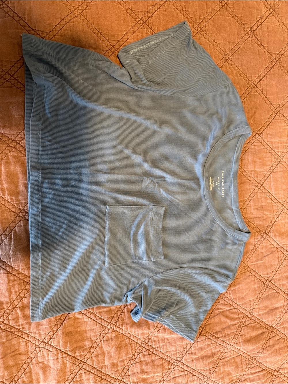 American Eagle Outfitters Slate Blue Short Sleeve Pocket Tee
